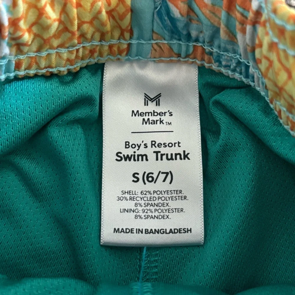 Pineapple Print Swim Trunks - Aqua/Yellow Boy’s Size 6-7